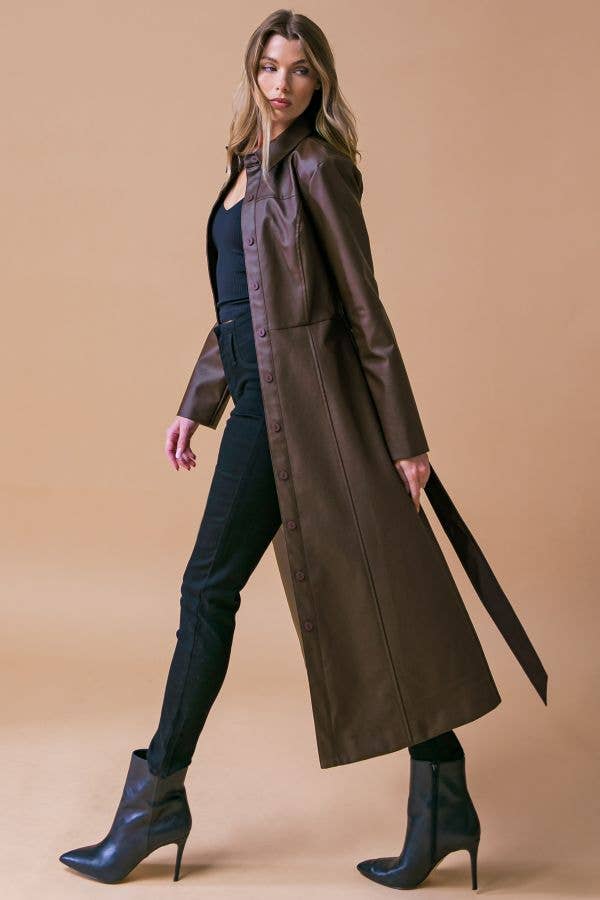 Faux Leather Mini Coat