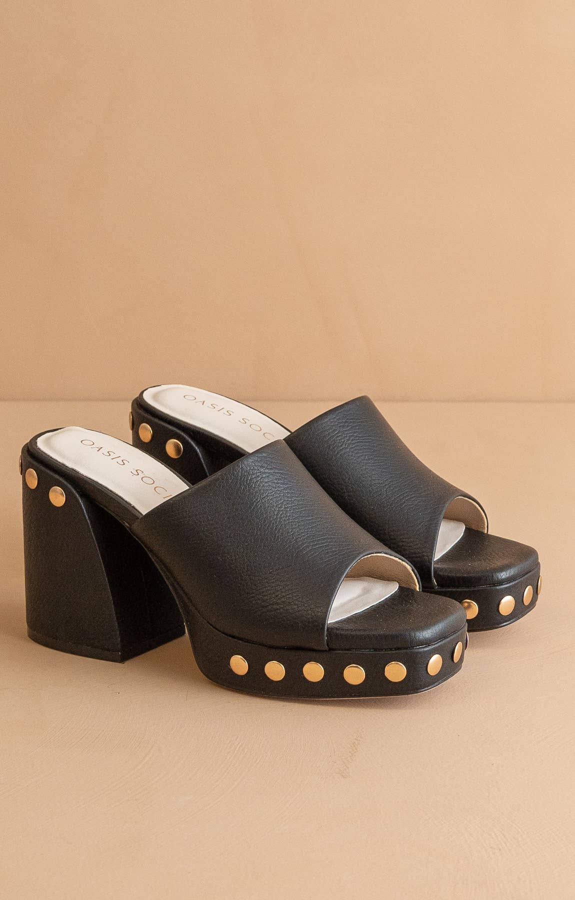 The Leona | Black Studded Platform Heel