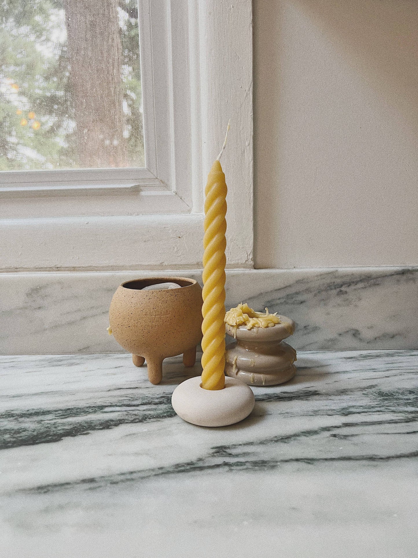 pebble candle holder: Dusty blue