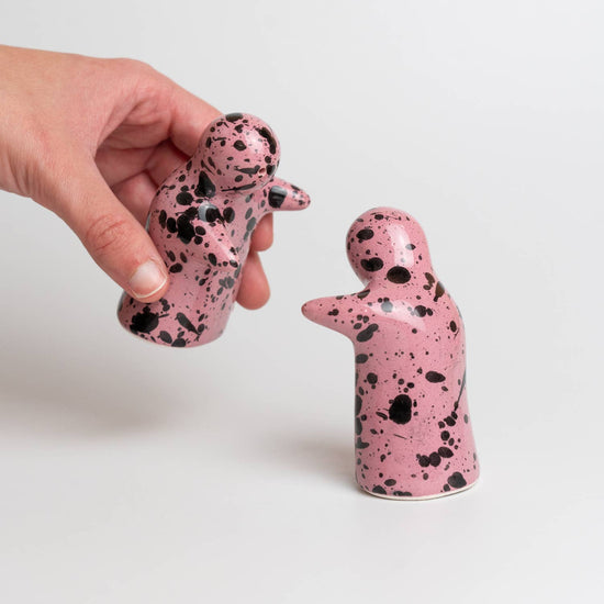 Ceramic salt pepper shaker (Pink and Black)