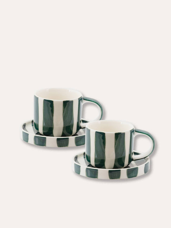 Espresso Stripes - gentle green (Set of 2 - 4 pieces)