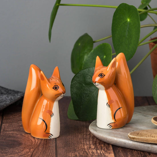 Handmade Ceramic Squirrel Salt and Pepper Shakers