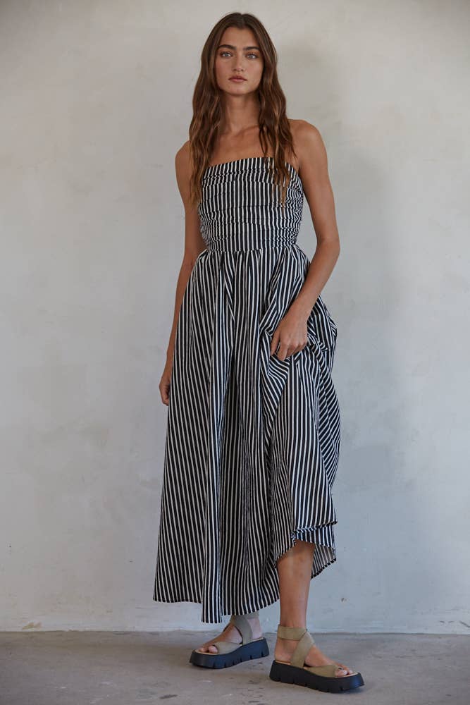 Clara Striped Strapless Dress