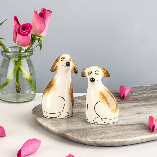 Handmade Ceramic Scruffy Dog Salt and Pepper Shakers