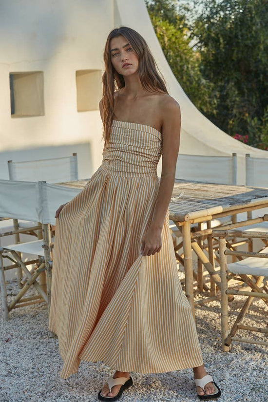 Clara Striped Strapless Dress