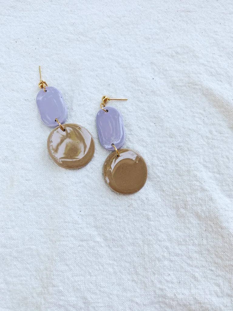 Summer Louie Earrings: Lavender + Tan