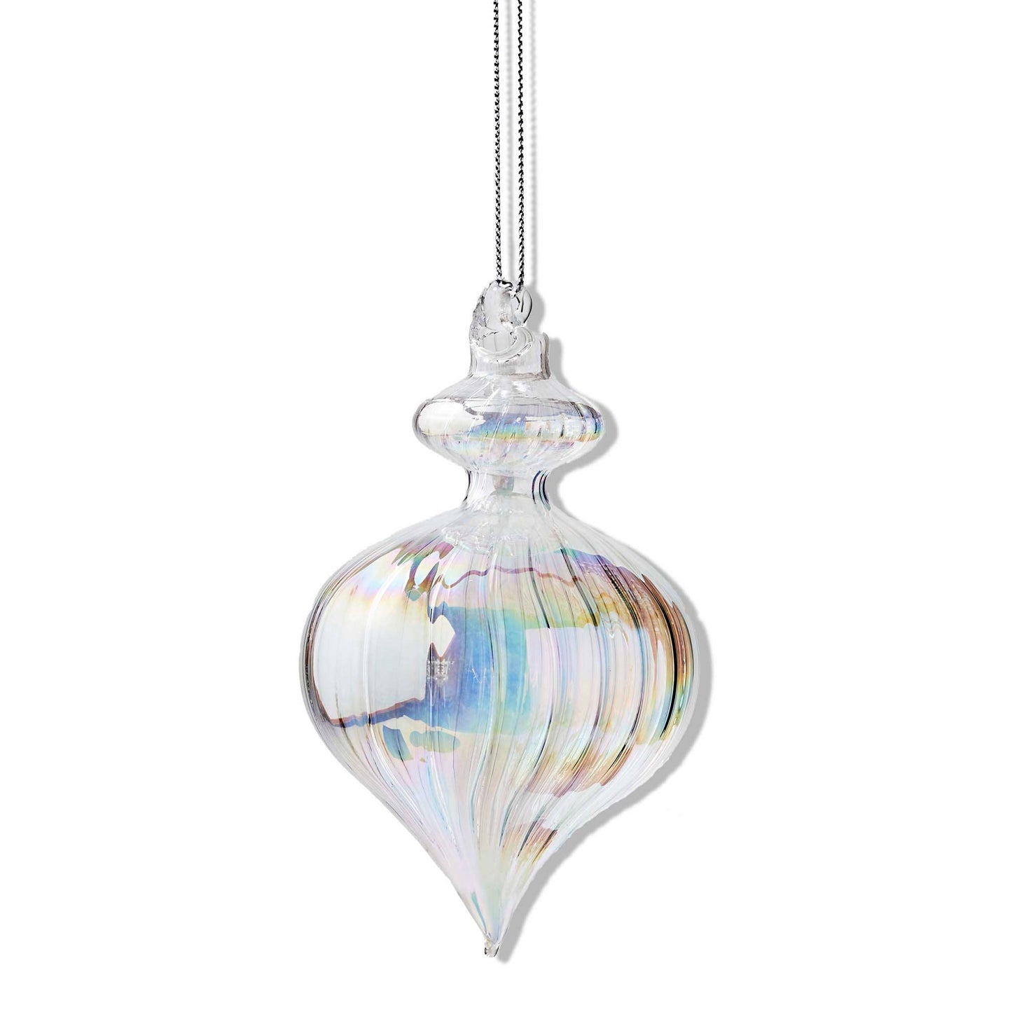 Iridescent Optic Glass Ornament Clear: Clear / Glass