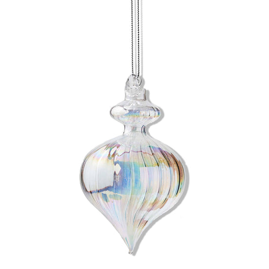 Iridescent Optic Glass Ornament Clear: Clear / Glass