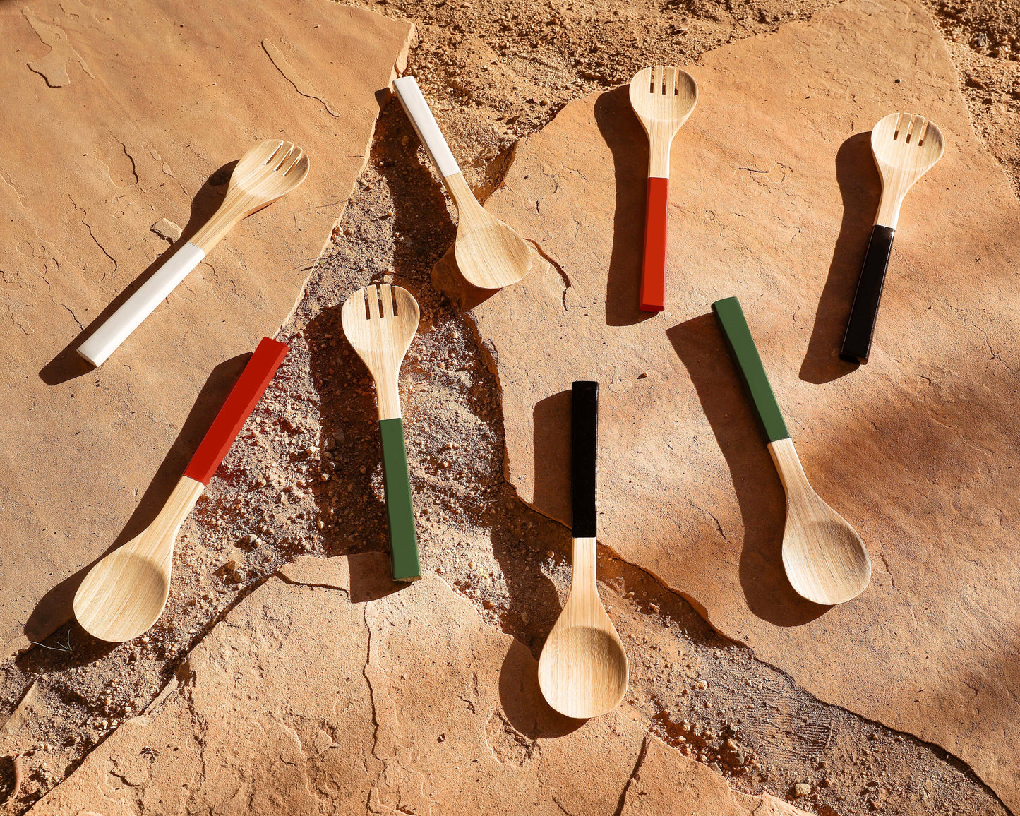 Red Wooden Serving Utensils