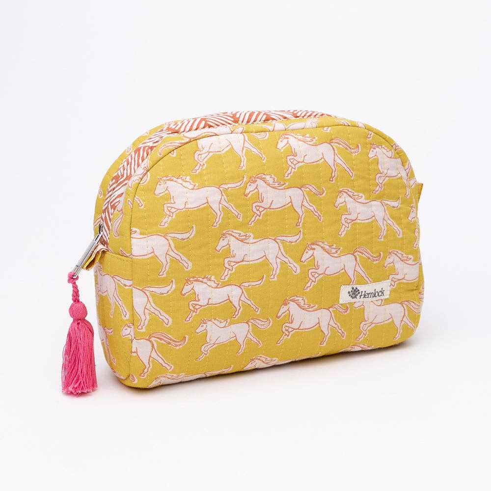 Horses Small Quilted Scallop Zipper Pouch