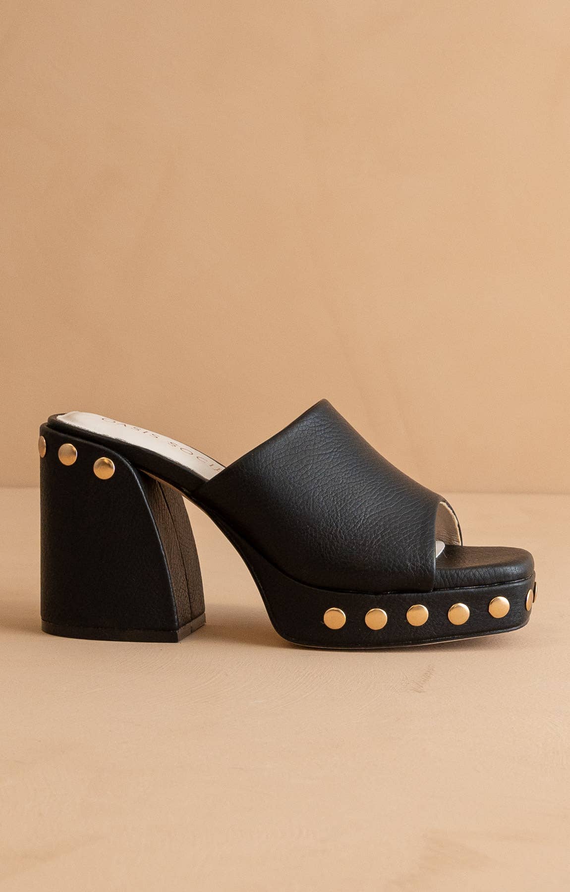 The Leona | Black Studded Platform Heel