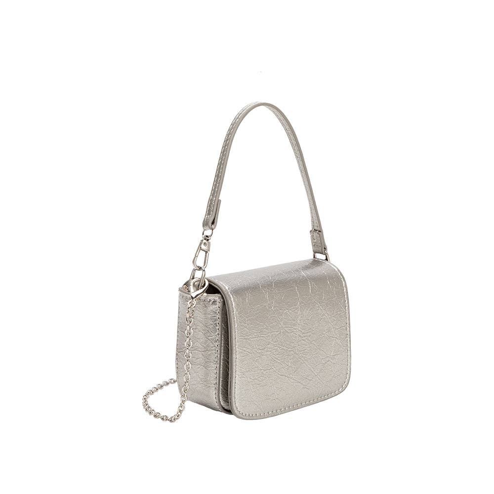 Sonnet Silver Mini Vegan Crossbody Bag