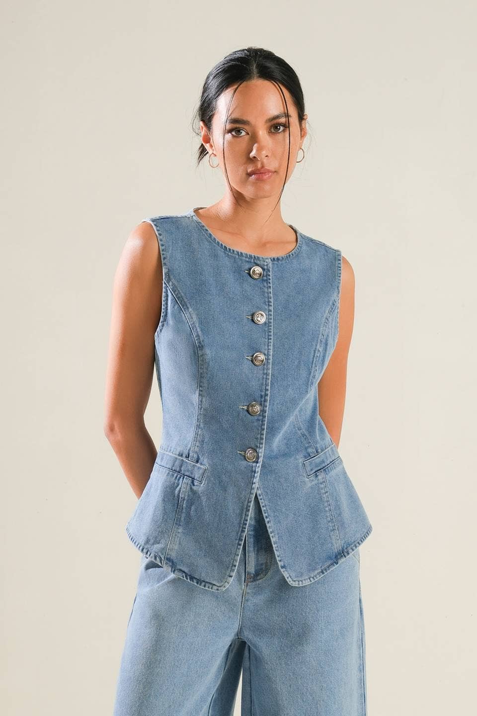 Washed Denim Vest