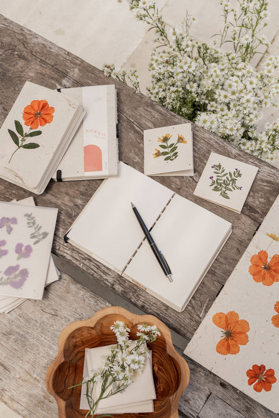 Handcrafted Journal with Pressed Flowers 4x6