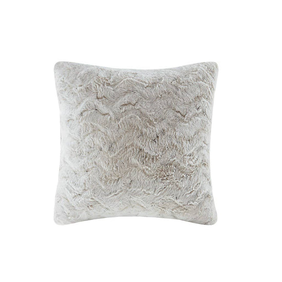 20x20" Faux Fur Throw Pillow: Sand/Beige