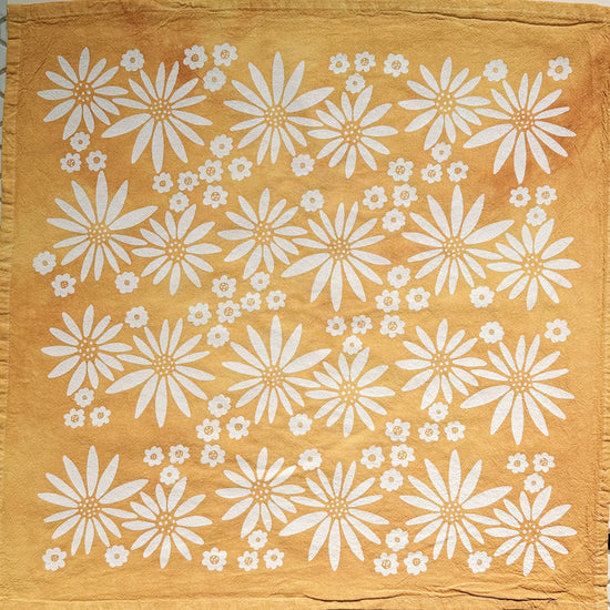 Fall Floral on Mustard Tea Towel - 100% Cotton