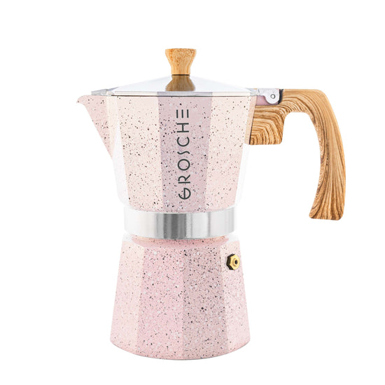 MILANO STONE Stovetop Espresso Maker  - Blush Pink: 3 cup