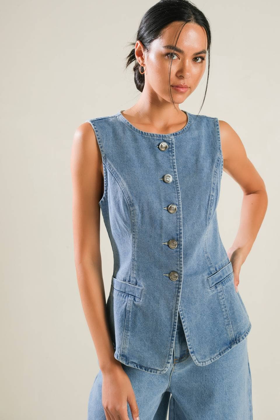 Washed Denim Vest