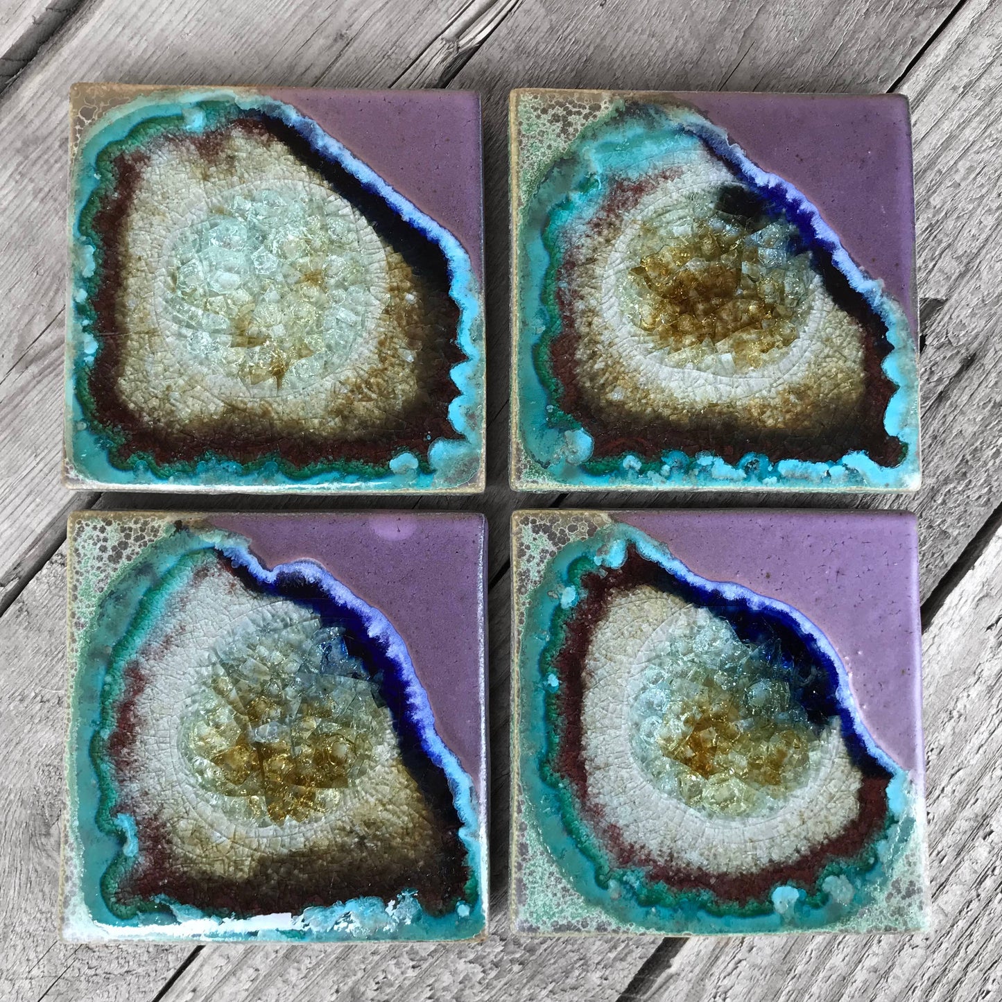 Square Coaster - Purple & Green - Individual Coaster