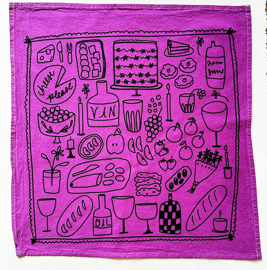 Picnic on Grape Tea Towel - 100% Cotton