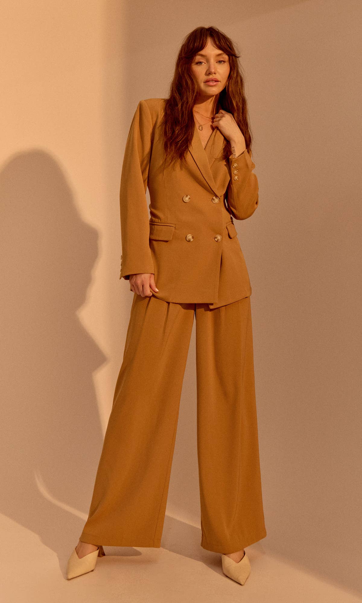 Stanley Wide Leg Trousers - Camel