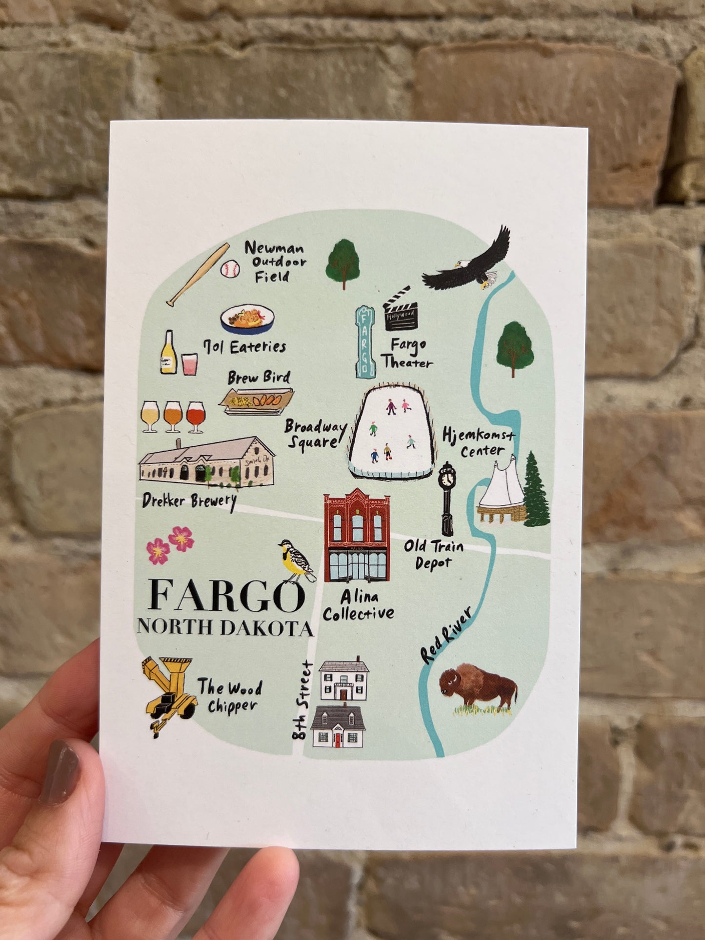 Fargo City Map Postcard