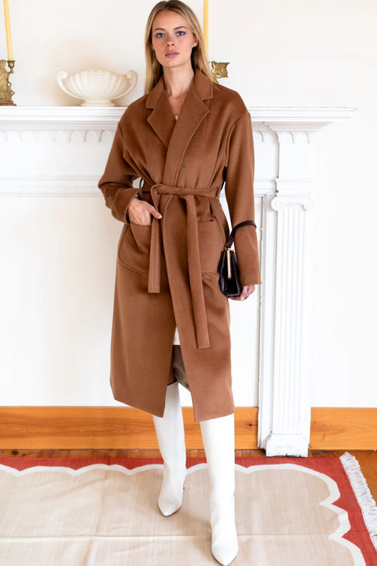 Drop Shoulder Long Coat (Medium Camel)