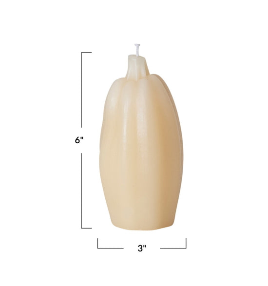 Unscented Pumpkin Shaped Candle in Cream