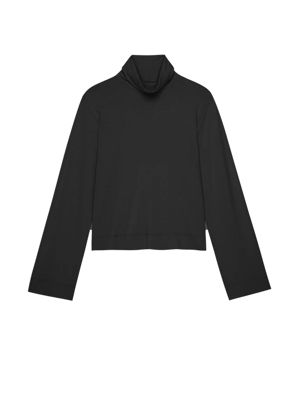 Neo Mock Neck T-Shirt in Jet Black