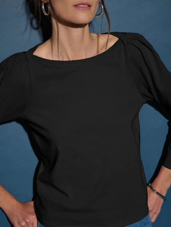 Amelie Envelope Neck Top Jet Black