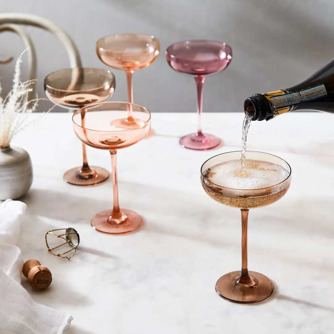 Coloured champagne deals saucers