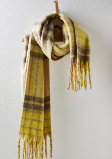 Falling for You Brushed Scarf (yellow + grey)