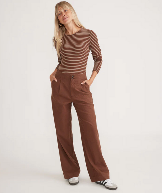 Flora High Waisted Trouser - Pinecone