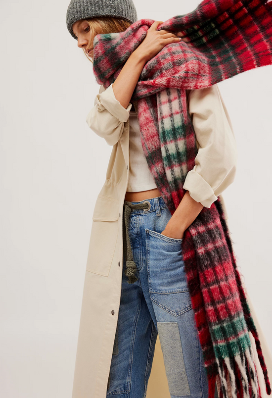 Falling For You Brushed Plaid Scarf