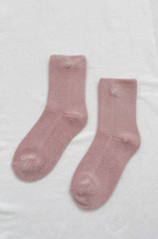 Embroidered Cloud Sock - Sea Shell