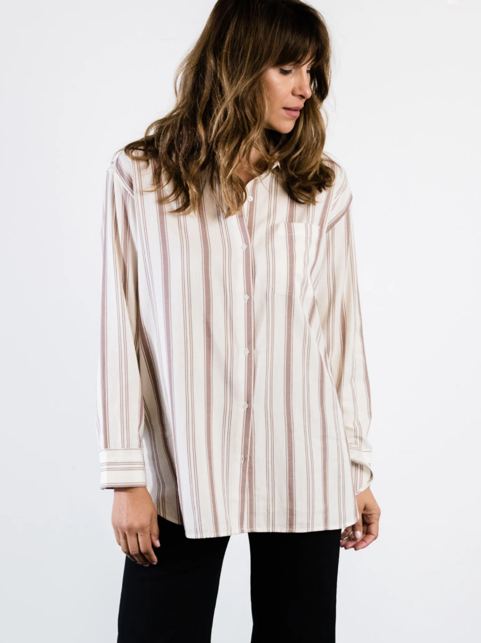 Harris Over Sized Shirt in Nutmeg Stripe