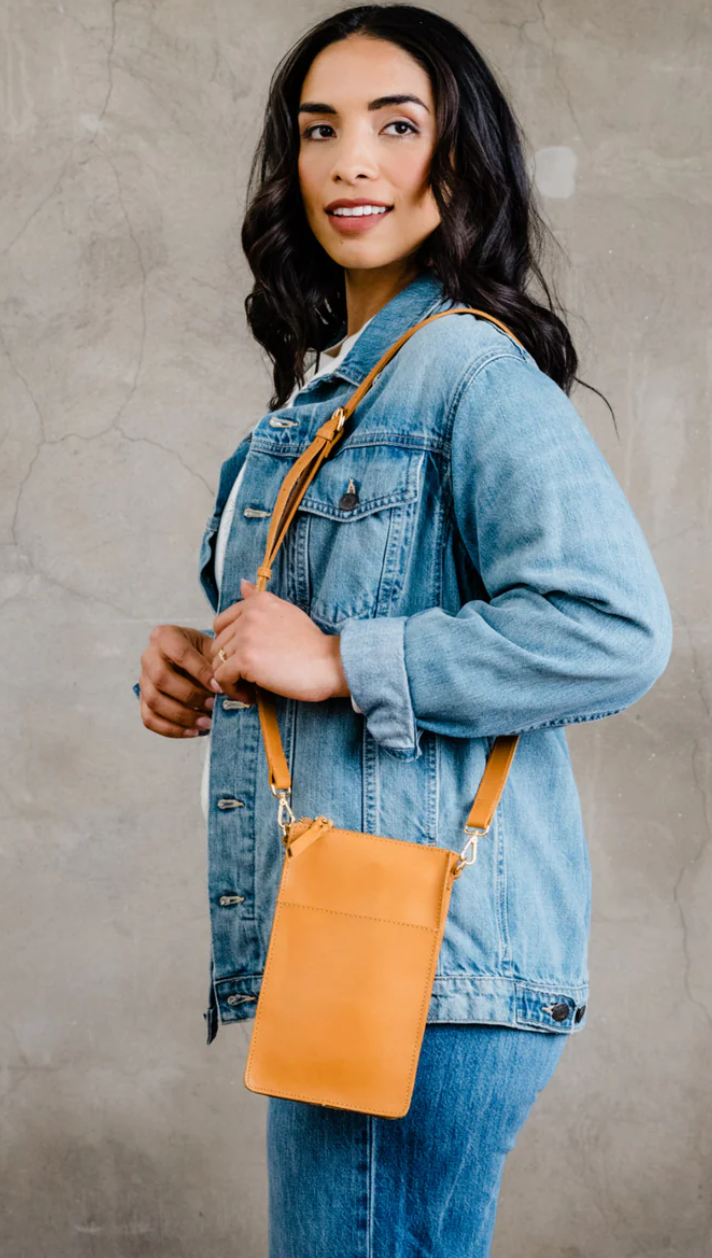 Maybelle Phone Crossbody Bag:  Cognac