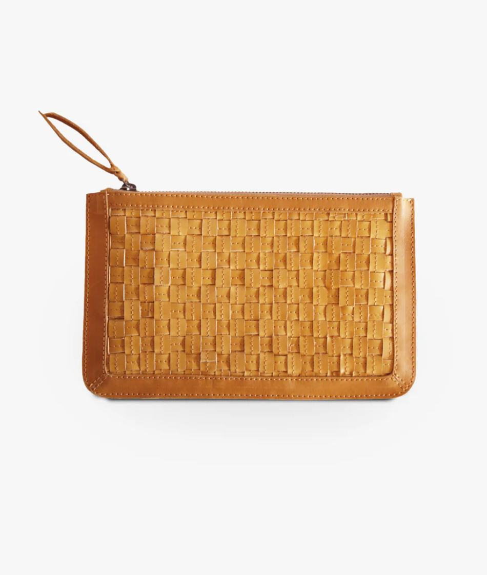 Nesemia Basketweave Clutch: Cognac