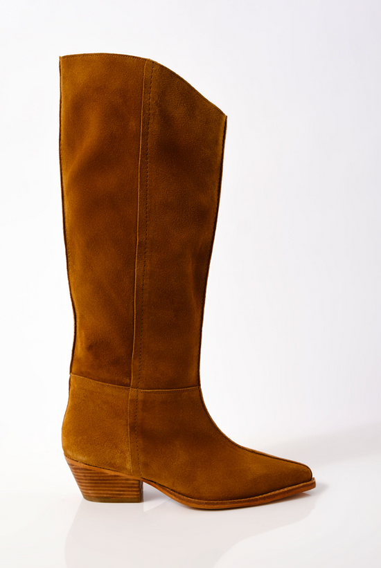 Sway Low Slouch Boots Burnt Caramel Suede