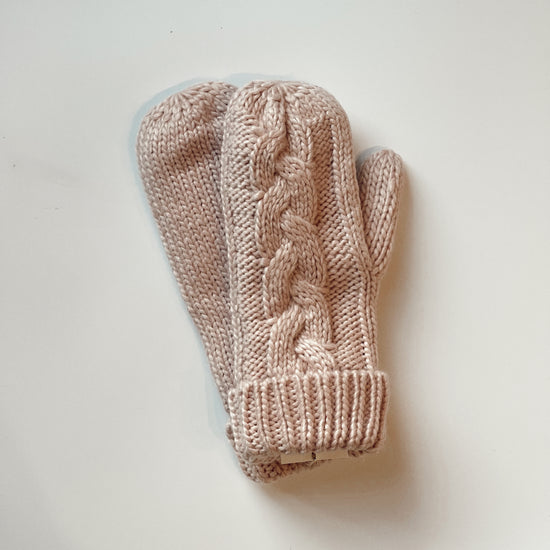 Blush Braided Knit Mittens