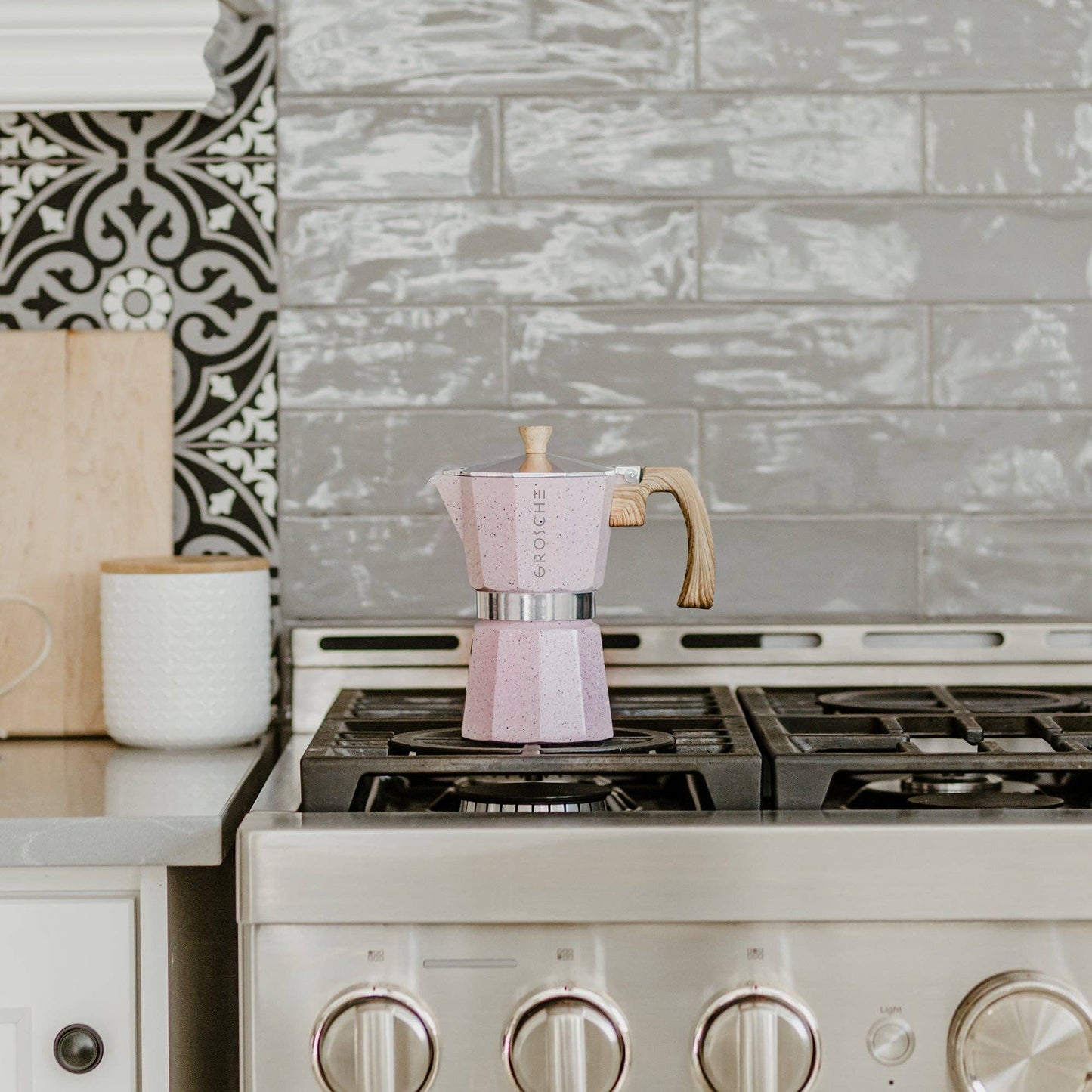 MILANO STONE Stovetop Espresso Maker  - Blush Pink: 3 cup