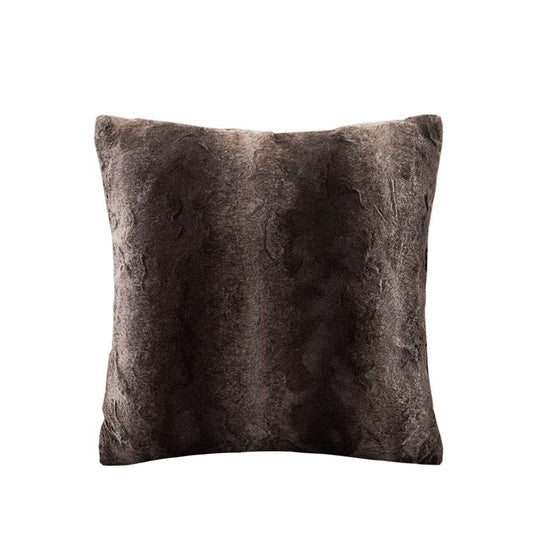 20x20" Faux Fur Throw Pillow: Sand/Beige