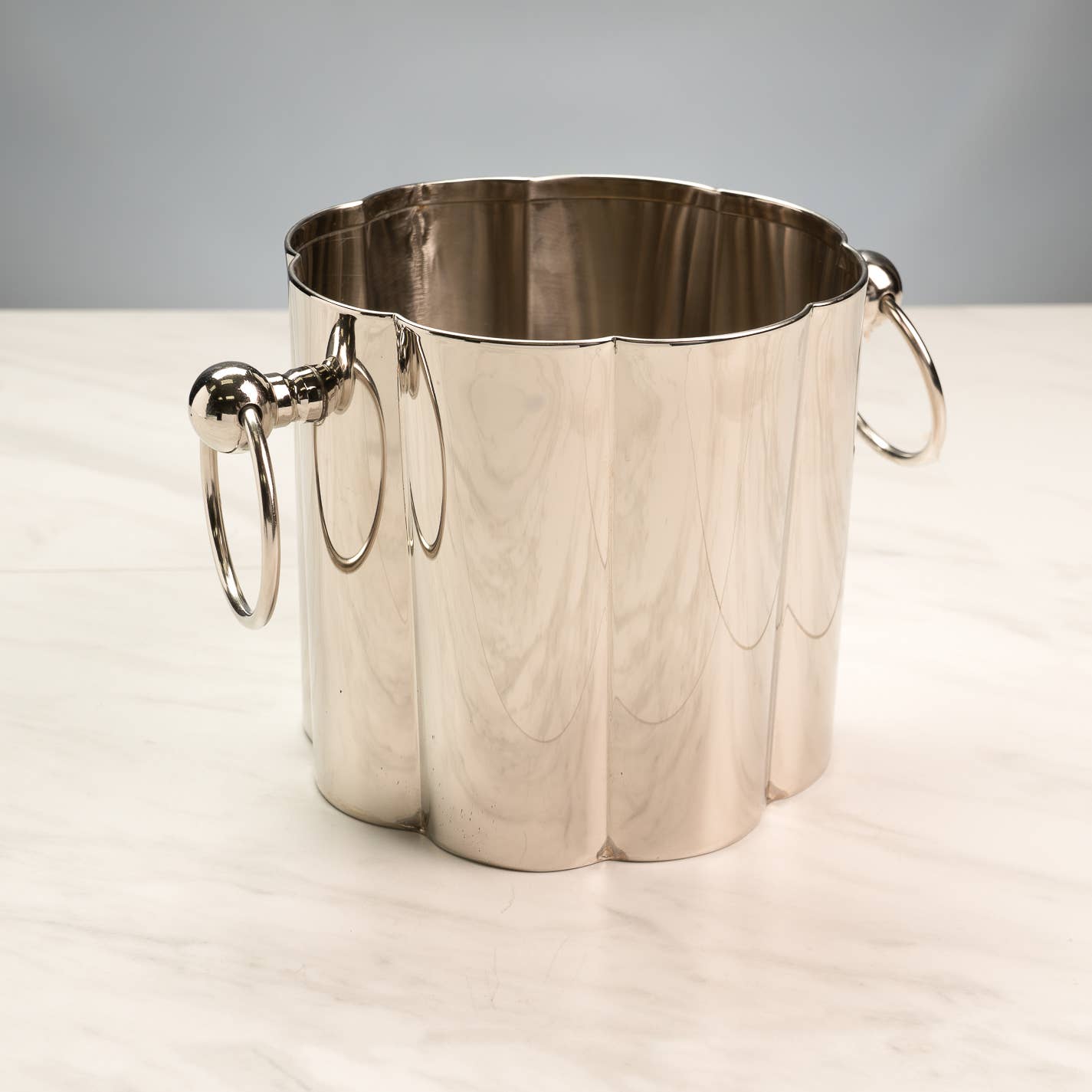 Polished Silver Ice Bucket with Handles