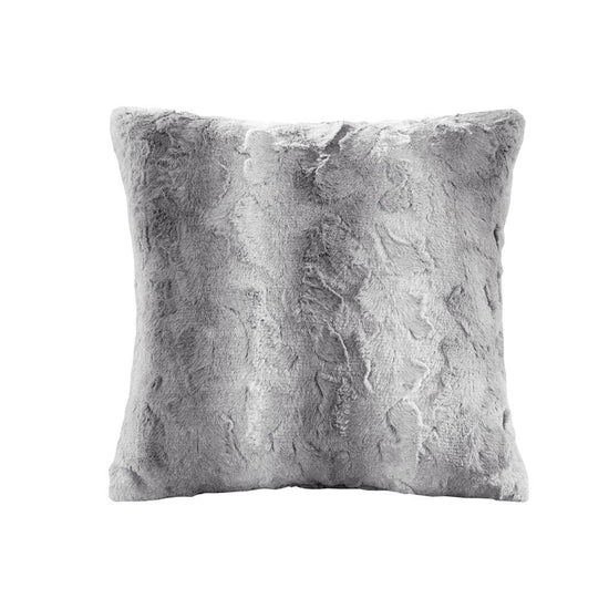 20x20" Faux Fur Throw Pillow: Sand/Beige