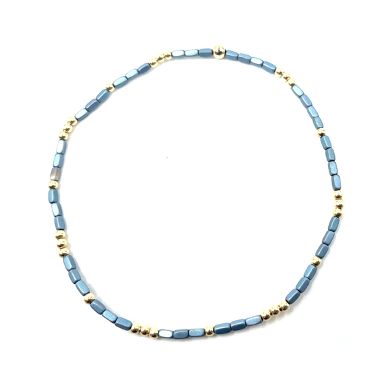 Harbor Bracelet in blue and gold filled: 6.5"