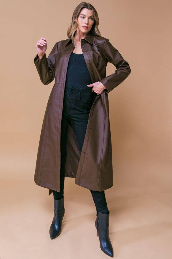 Faux Leather Mini Coat