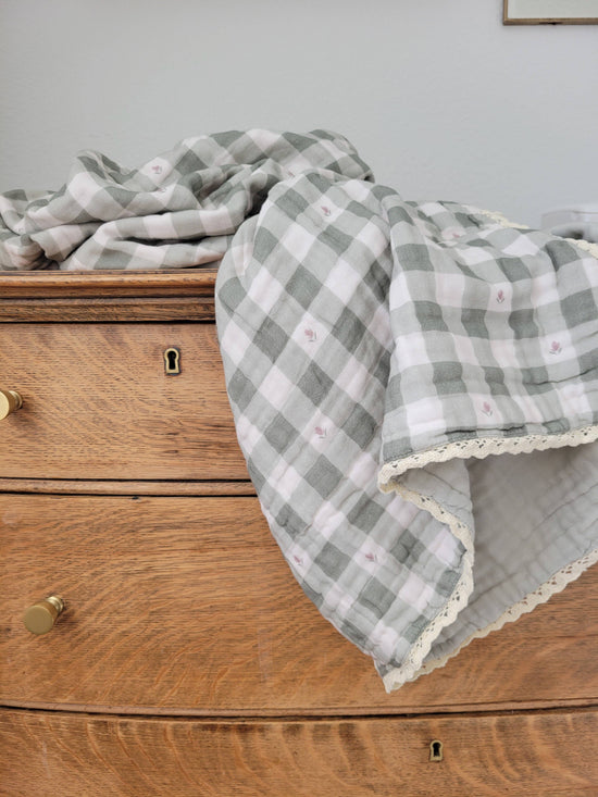 Luella Floral Gingham Blanket