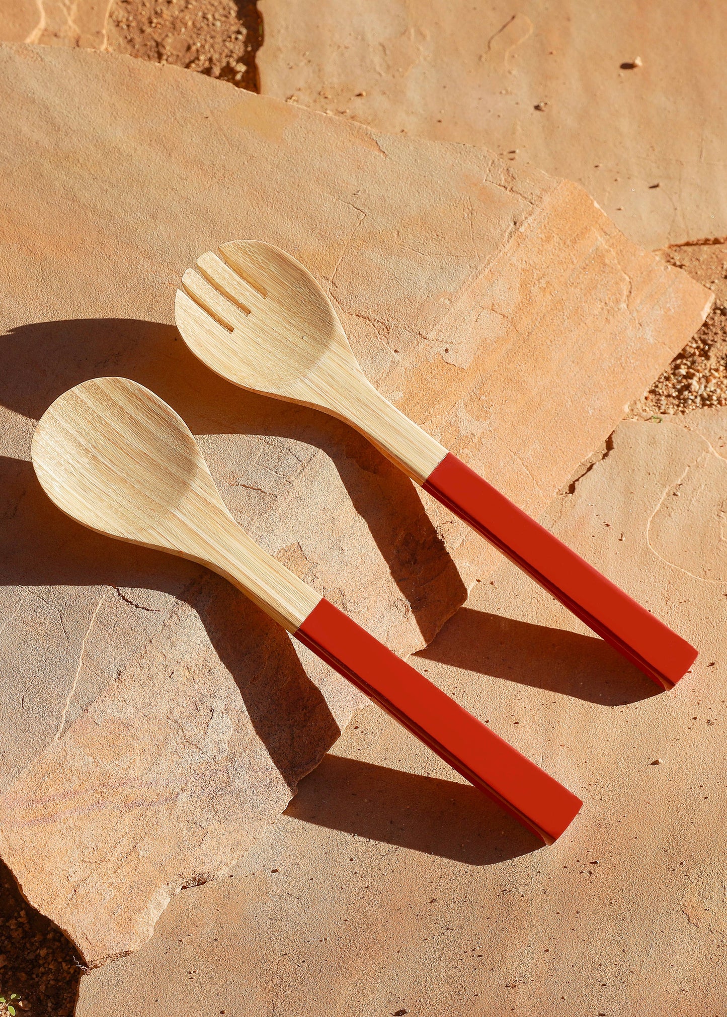 Red Wooden Serving Utensils