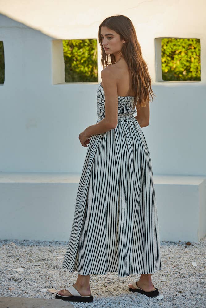 Clara Striped Strapless Dress