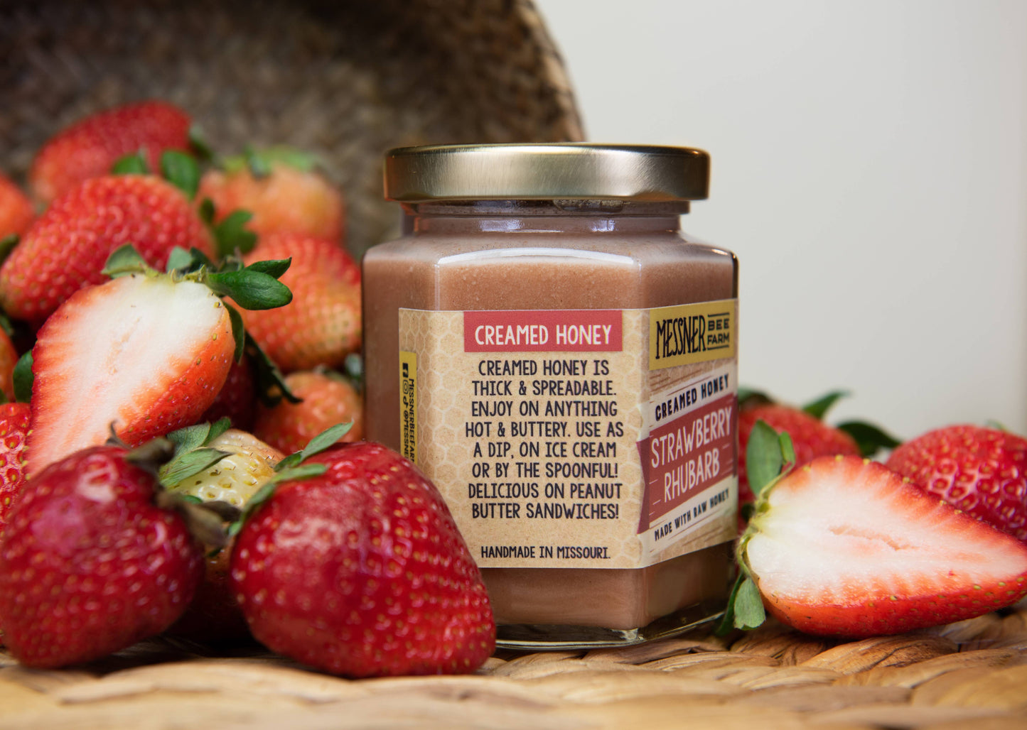 Strawberry Rhubarb Creamed Honey / 9oz. / Kansas City